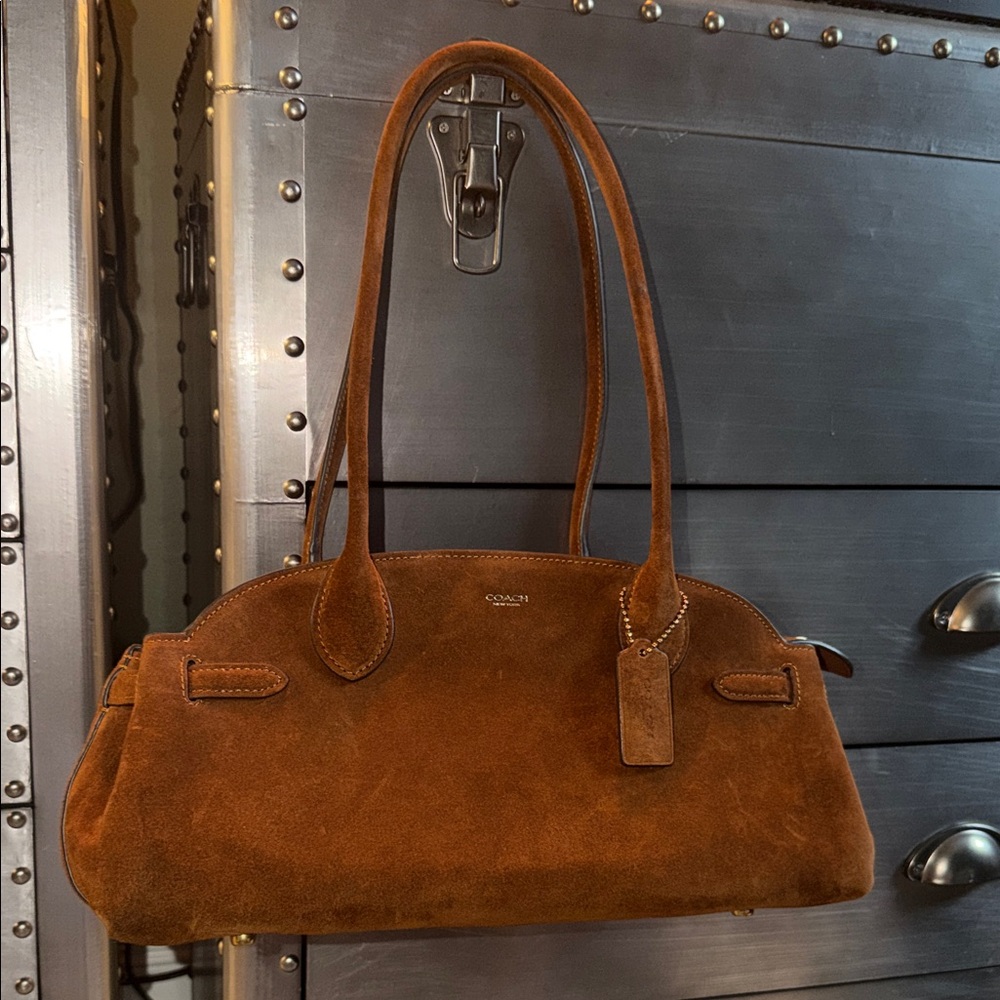 Coach Empire 34 Suede Shoulder Bag Classic Dark Brown Suede LIKE NEW AUTHENTIC ✨ - Picture 16 of 16